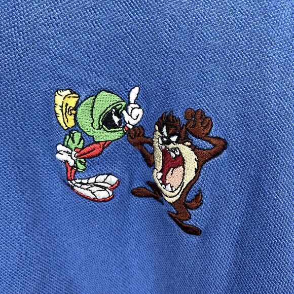 Vintage Warner Bros Shirt Mens 2XL Blue Marvin Martian Taz Looney Tunes 90s - Picture 3 of 12
